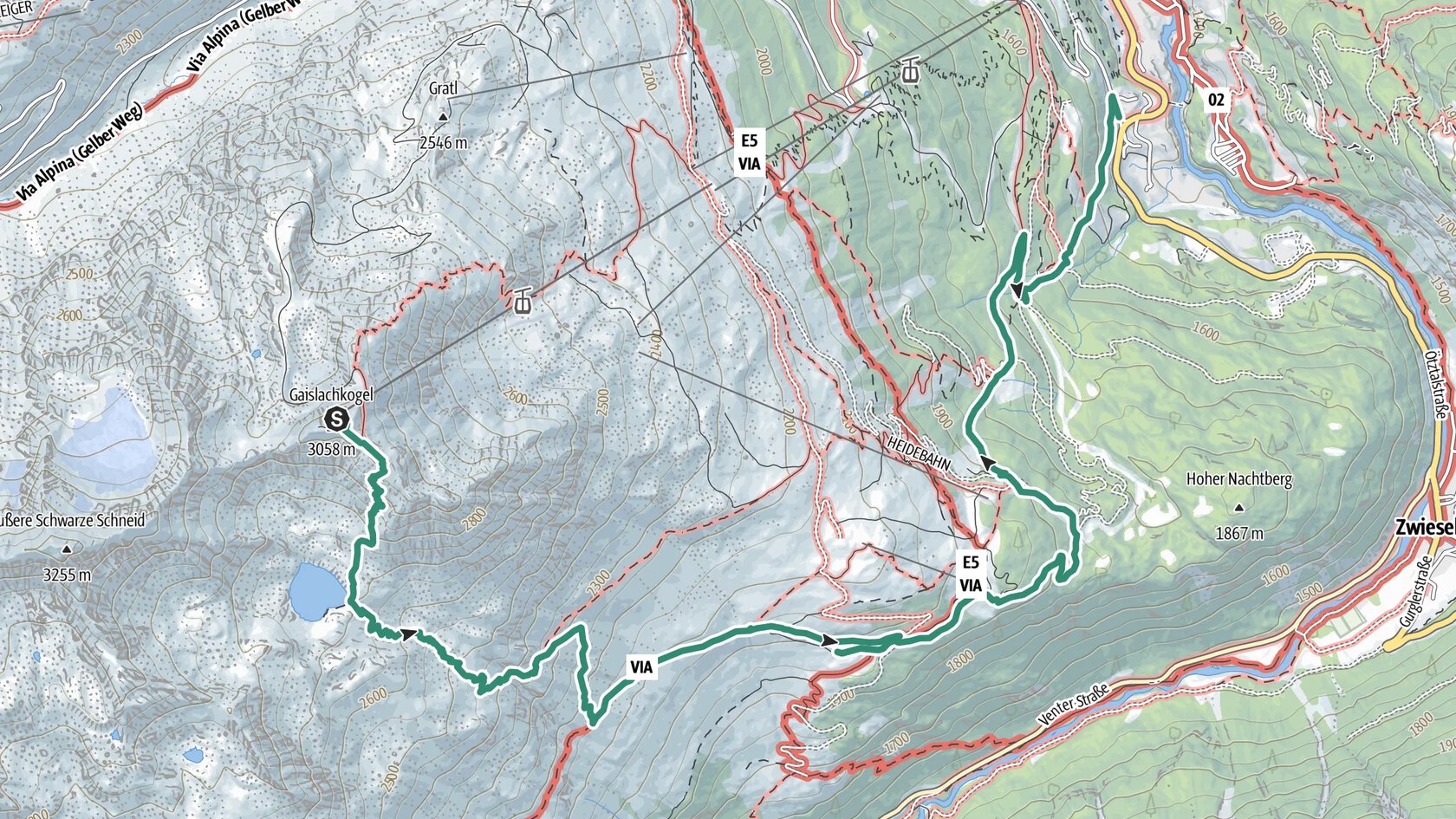 Seilbahnwanderung: Gaislachkogl - Gaislachsee - Gaislach Almen - Sölden
