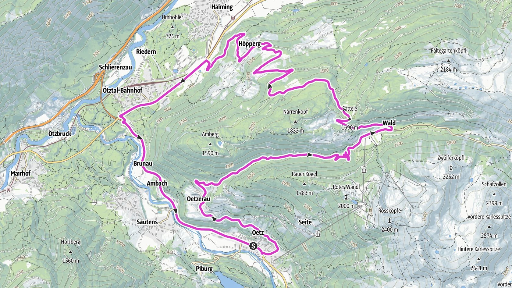 Rennradrunde Oetz - Sattele - Oetz