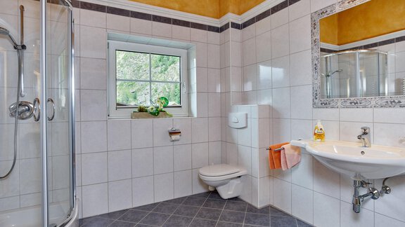 Badezimmer mit Dusche und WC - Andys Apartment - Längenfeld