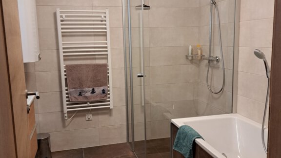 Badezimmer mit Badewanne und Dusche - Apart Edi - Längenfeld