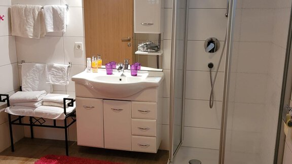Badezimmer mit Dusche und WC I - Appartment Christine - Längenfeld