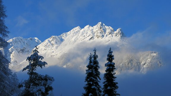Aussicht mit Winterlandschaft - Gästehaus Judith - Längenfeld