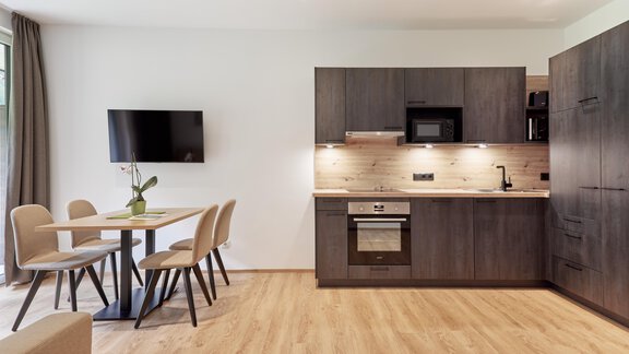 Apartment Flocke Küche mit Essbereich - Hannesn Hof FamilyApart - Längenfeld
