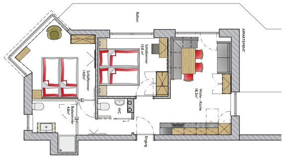 Skizze Appartement neu - Haus René - Längenfeld
