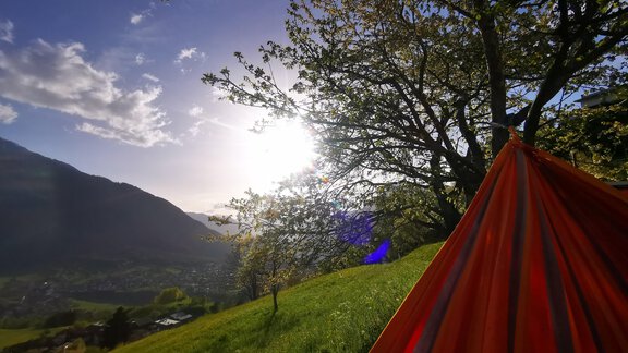 Ausblick von Hängematte im Garten - Wieserhof - Oetz