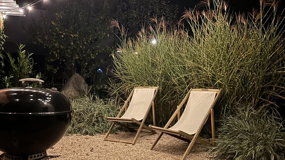 Grillbereich nachts - Haus Dahuam - Sautens