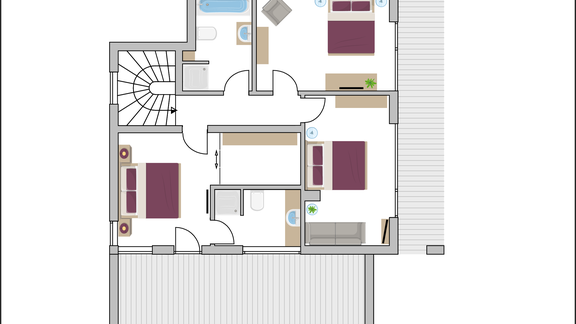 Schlafzimmer-Bäder - Haus Dahuam - Sautens