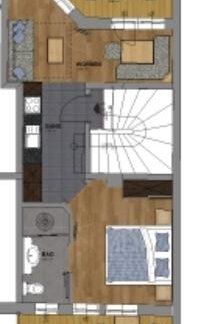 A modern designed apartment with an open living area and a balcony. The bedroom is well laid out and provides space for a large bed. - HAUS ERIKA apartments - Sölden