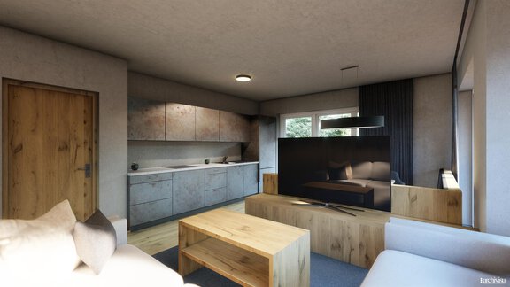 Wohnzimmer mit Küche - A CASA "Elegance" - Längenfeld