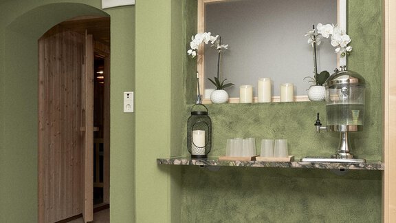 Erfrischungsstation in der Sauna - Pension Bergheim - Obergurgl 