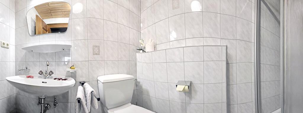 Badezimmer Panorama Ansicht - Ferienhaus Nösig - Huben