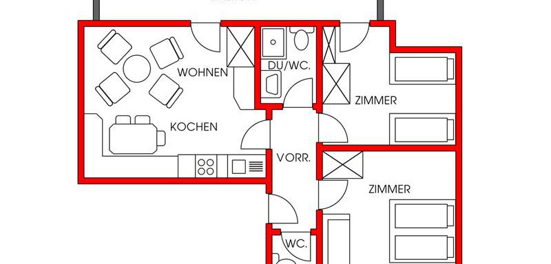 Grundriss Appartement "Elena" - Landhaus Schöpf Romed - Huben