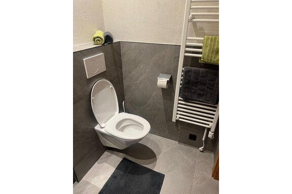 Badezimmer mit Dusche und WC I - Alpenapart Grüner - Längenfeld