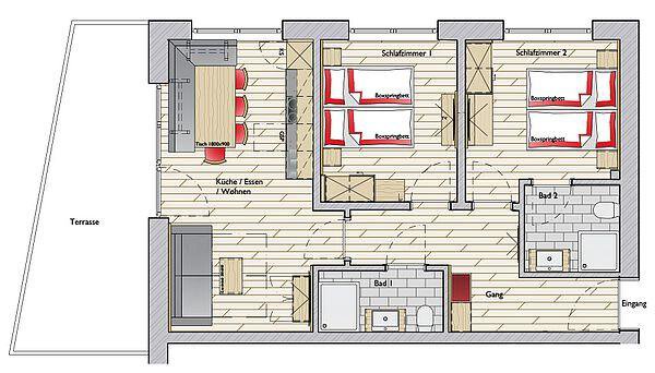 Apartment Fernzeit Grundriss - Längenfeld