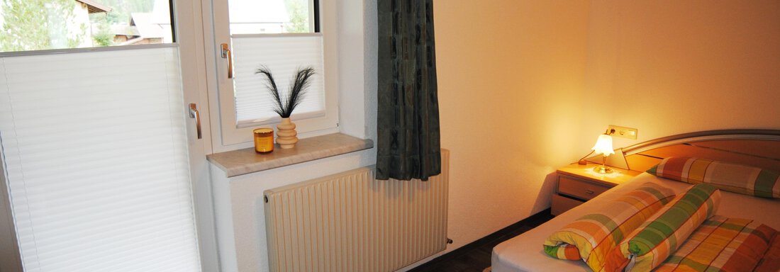 A cozy bedroom with a large bed. The large windows provide plenty of daylight and there is pleasant lighting. - Appart Tanja - Längenfeld