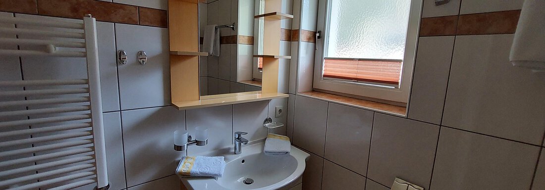 Bad- Dusche WC mit Wandheizköper - Haus Appartements Tanja - Längenfeld