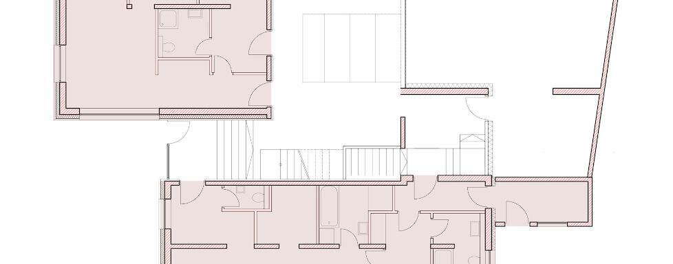 Erdgeschoss A floor plan of a building with different rooms and arrangements. The representation shows the division and the access points between the rooms. - Das Ambiente - Niederthai