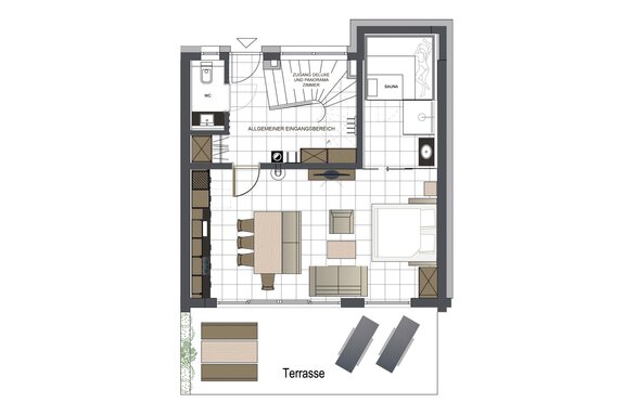 Zimmerskizze Garten Studio Stuibenfall Chalets - Niederthai