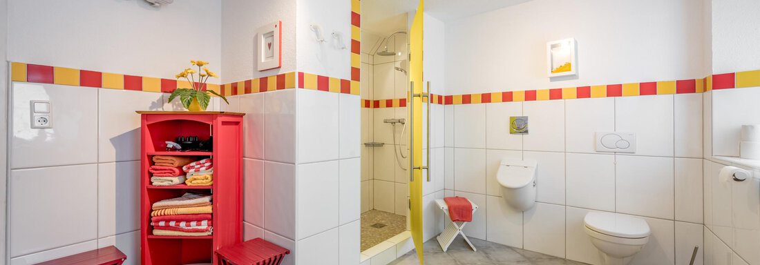Großes Badezimmer mit Doppeldusche - Haus Alpenblick - Oetz