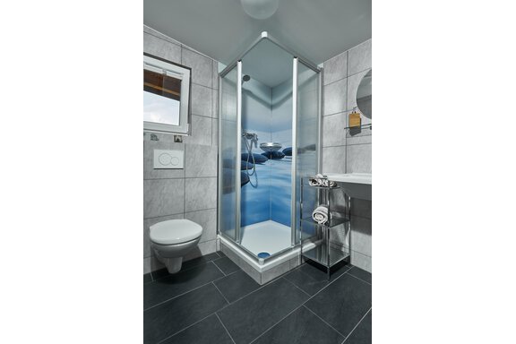 Badezimmer mit Dusche und WC, Zimmer 1 - Freestyle Apartment - Sautens
