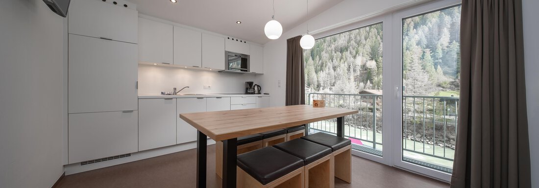 Küche und Aufenthaltsraum, Apart E - Apart Benedikt - Sölden