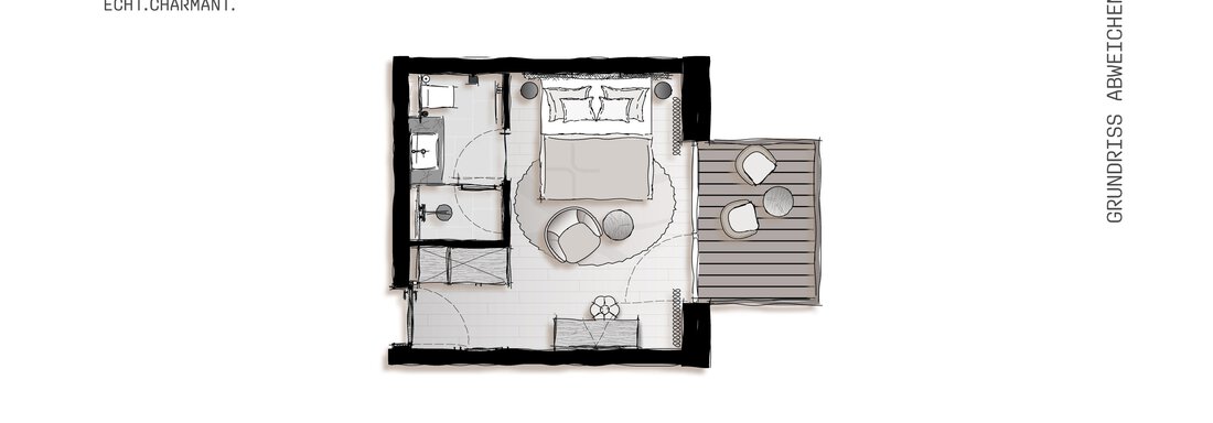 Grundriss Doppelzimmer Standard - Edelweiss echt.charmant. - Sölden