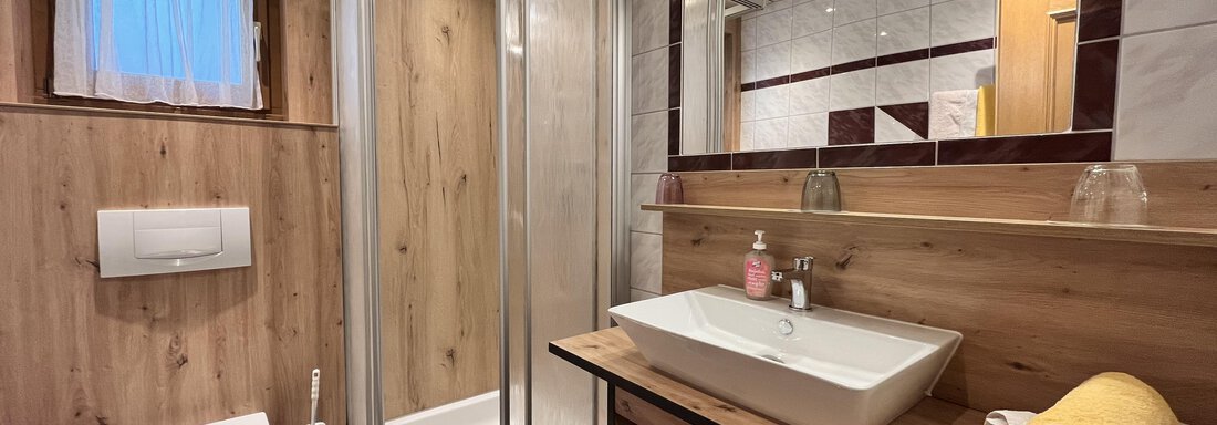 Badezimmer mit Dusche und WC - Haus Moosbichl - Sölden