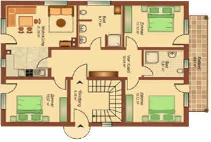 A floor plan drawing of a house with several rooms. The rooms are clearly arranged, including the bedroom, living room, and bathroom. - Chalet Carla - Umhausen