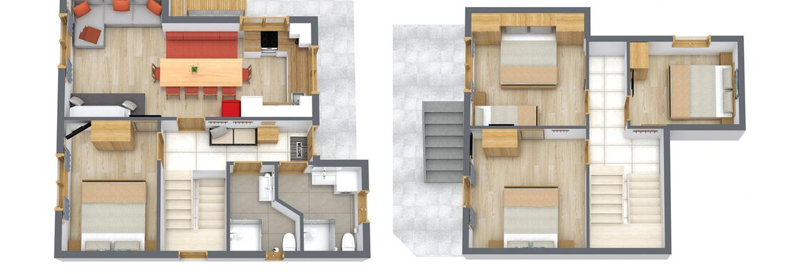 Skizze Ferienhaus - Parterre und Untergeschoss - Ferienhaus Tirol im Ötztal - Umhausen