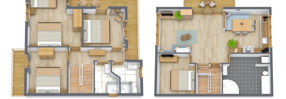 Skizze Ferienhaus - 1. und 2. Obergeschoss - Ferienhaus Tirol im Ötztal - Umhausen